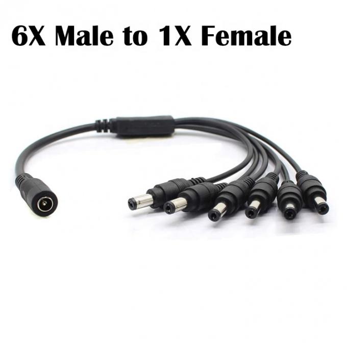 1 à 6 façons 1 Femme à 6 Homme 5.5x2.1 mm câble de séparation d'alimentation en courant continu pour caméra de vidéosurveillance bande LED 4