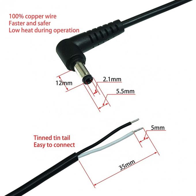 CUSTOM 90 degrés droit Ange DC Baril Jack mâle femelle à ouvrir queue de cochon câble de chargeur de courant DC 4
