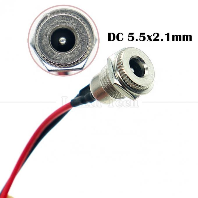 10cm 18AWG 5A Panneau monté DC 099 prise féminine 5.5x2.1mm 2.5mm Connecteur à filetage métallique pour ouvrir les fils en conserve 2