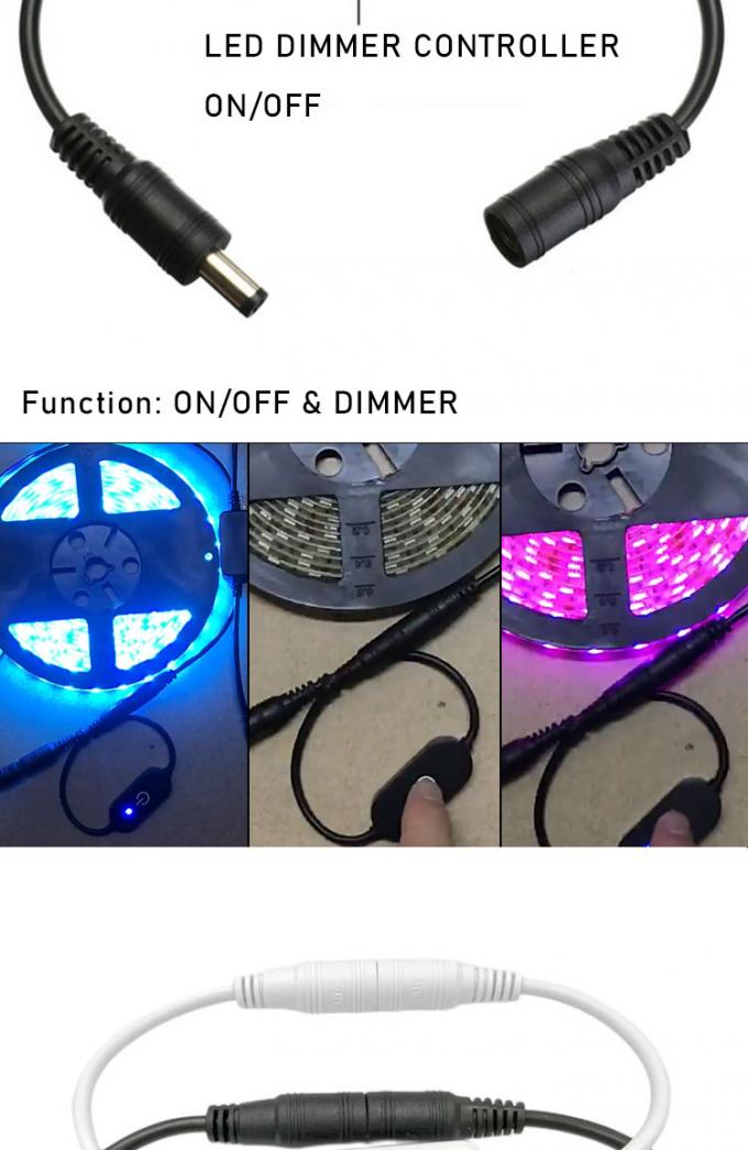 Contrôleur tactile 12v 24v mâle à femelle DC 5,5x2,1 mm allumé et éteint Commutateur de gradation pour lampes à LED 2