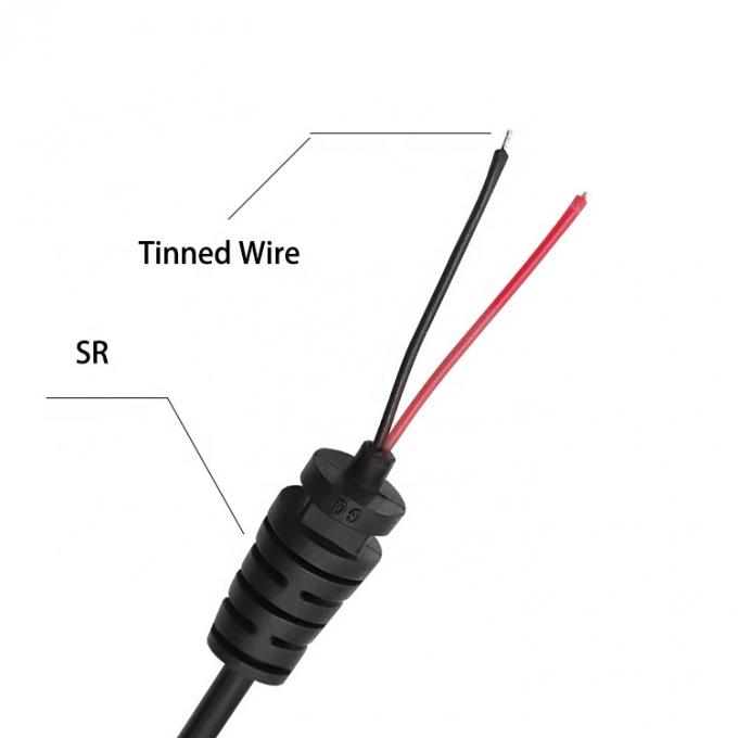 CUSTOM DC Barrel Jack mâle 2.1X5.5mm à dépouillé fil d'étain en ferraille queue de porc câble à l'extrémité nue avec SR Grommet 2