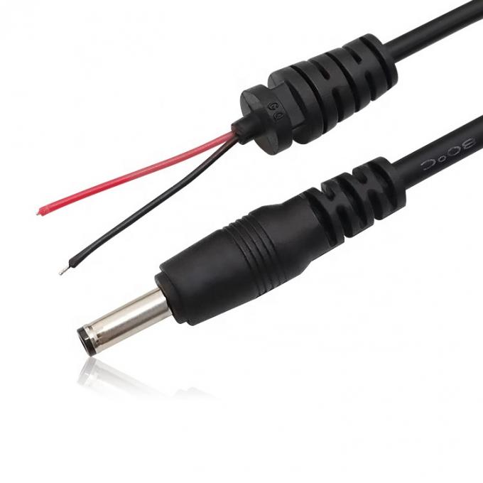 CUSTOM DC Barrel Jack mâle 2.1X5.5mm à dépouillé fil d'étain en ferraille queue de porc câble à l'extrémité nue avec SR Grommet 5