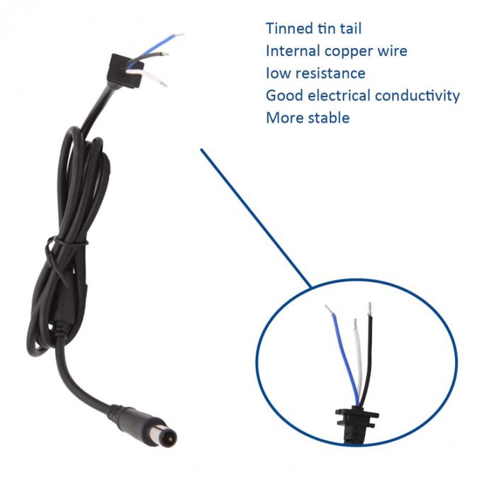 DC 7.4x5.0mm Jack à baril mâle à l'extrémité nue en conserve Pigtails ouverts câble d'extension pour adaptateur d'ordinateur portable 1