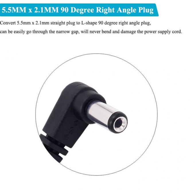 90 degrés d'angle homme à connecteur féminin 5.5x2.1 mm Jack de canon câble d'extension de courant continu 4