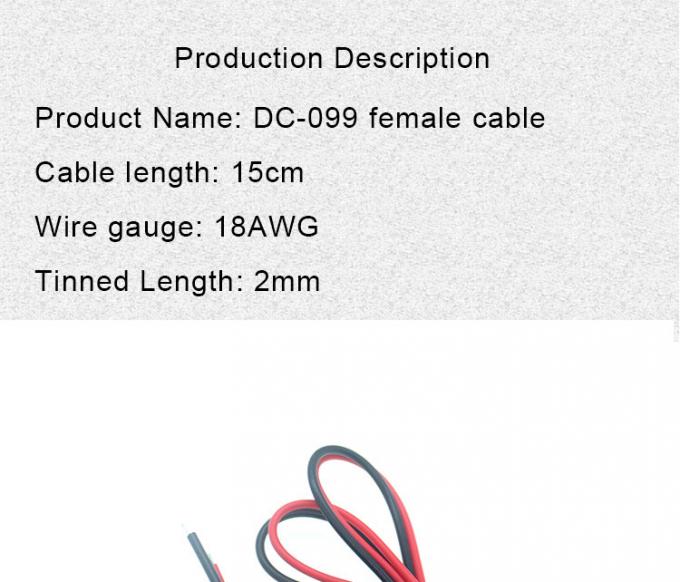 18AWG 10A monture de prise féminine à filetage métallique DC099 5,5x2,1 mm 5,5x2,5 mm monture de panneau connecteur pigtail câble jack de courant continu 1