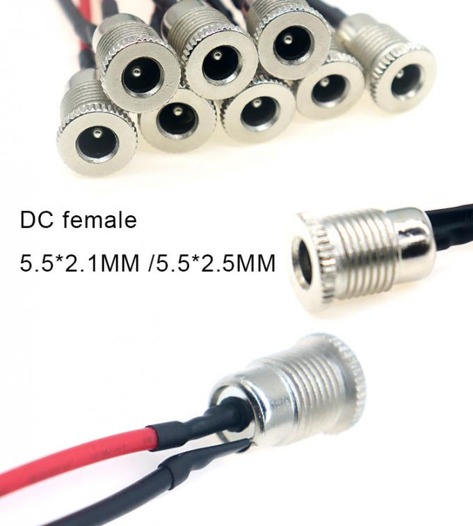 18AWG 10A monture de prise féminine à filetage métallique DC099 5,5x2,1 mm 5,5x2,5 mm monture de panneau connecteur pigtail câble jack de courant continu 3