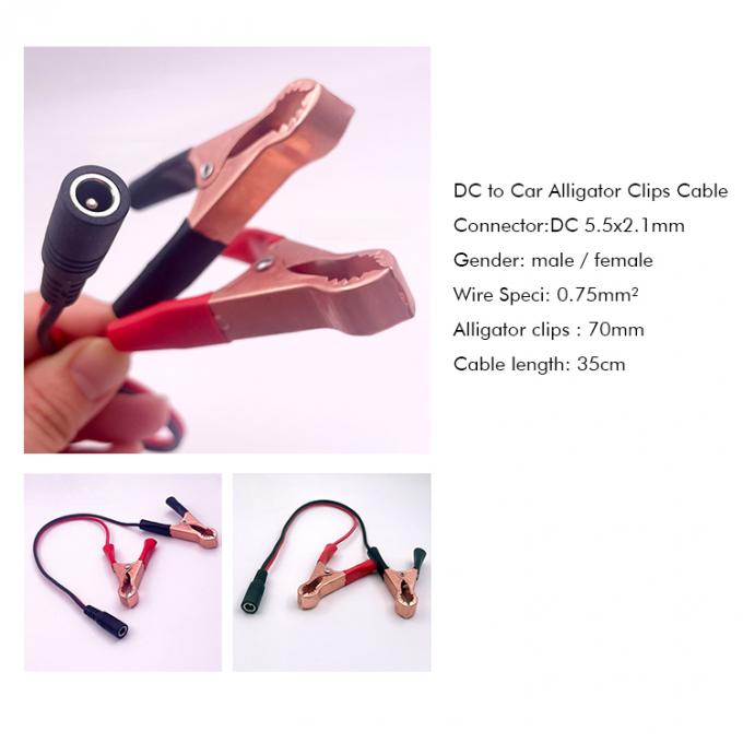 Jack à courant continu mâle femelle 5,5x2,1 mm à Alligator Clips Chargeur de voiture câble d'alimentation électrique 1