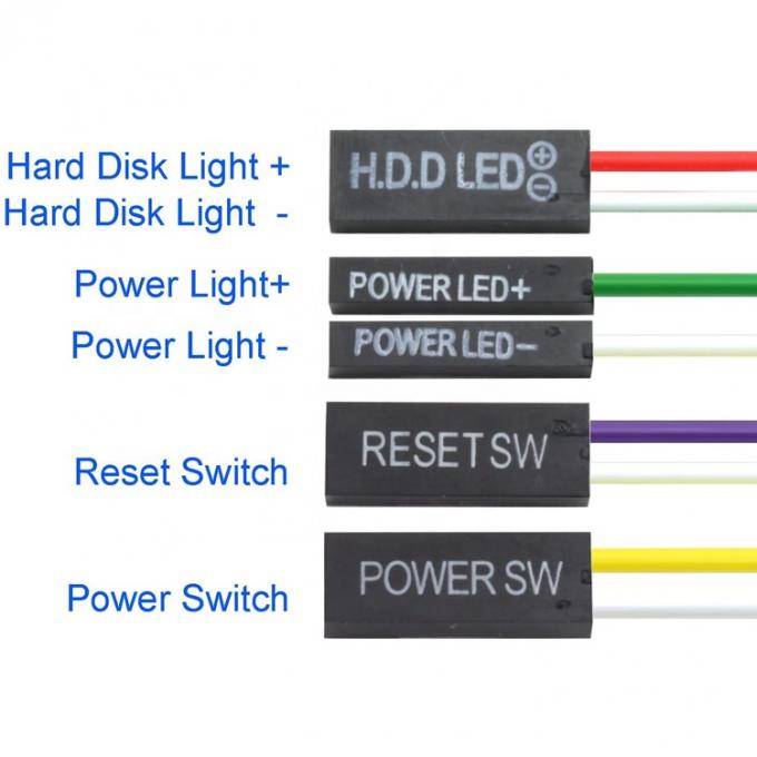 PC Casse carte mère d'ordinateur HDD Réinitialiser ATX Éteindre le câble d'alimentation avec lumière LED 3