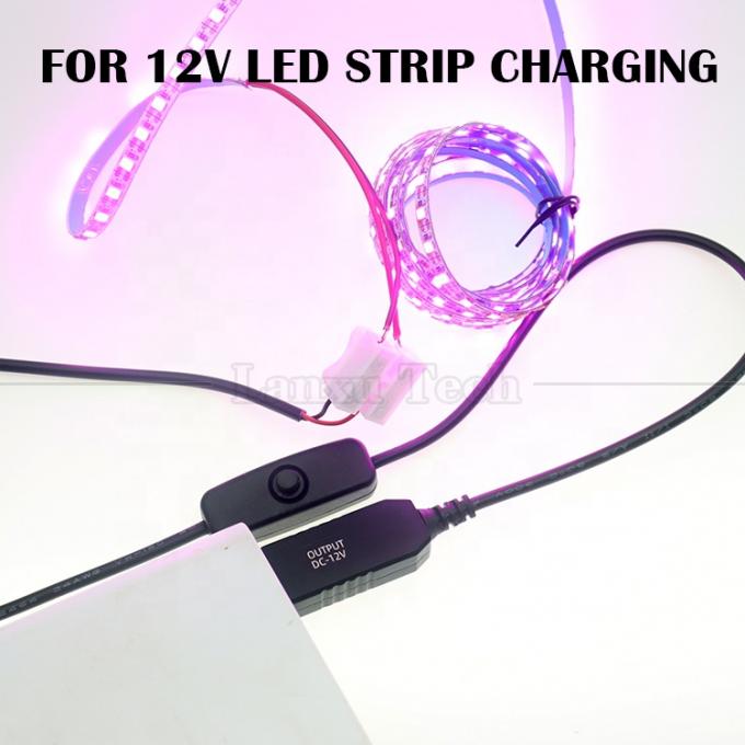12V LED Strip Light Power on off Switch Connecteur USB à câble de charge convertisseur de fil ouvert 1