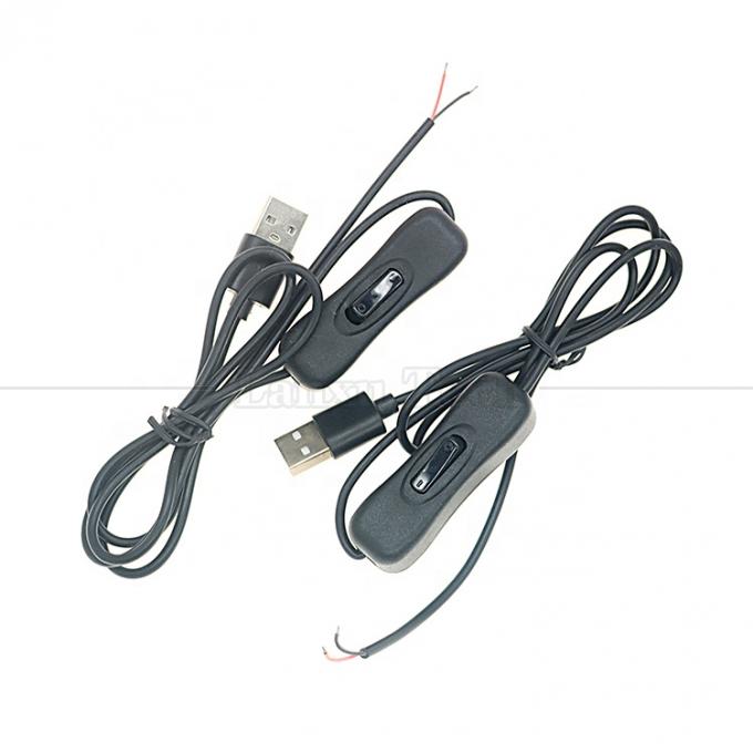1M USB A mâle à ouvrir câble de chargement en fer blanc en conserve avec 304 bouton de commutateur 1