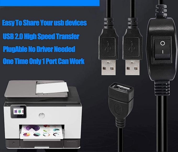 1 femme à 2 hommes USB Y Splitter Imprimante partageant le câble de commutateur pour l'imprimante Scanner haut-parleur Souris clavier 8