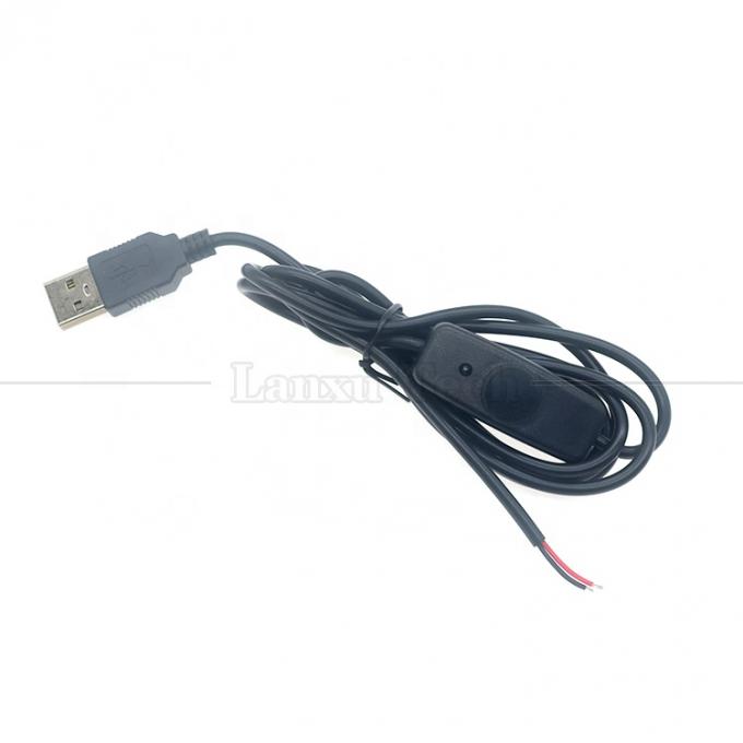 Couverture en caoutchouc de silicone étanche sur et hors bouton de commutateur 5V USB pour ouvrir des fils nus 2 broches Cable d'extrémité pour lampe LED 3