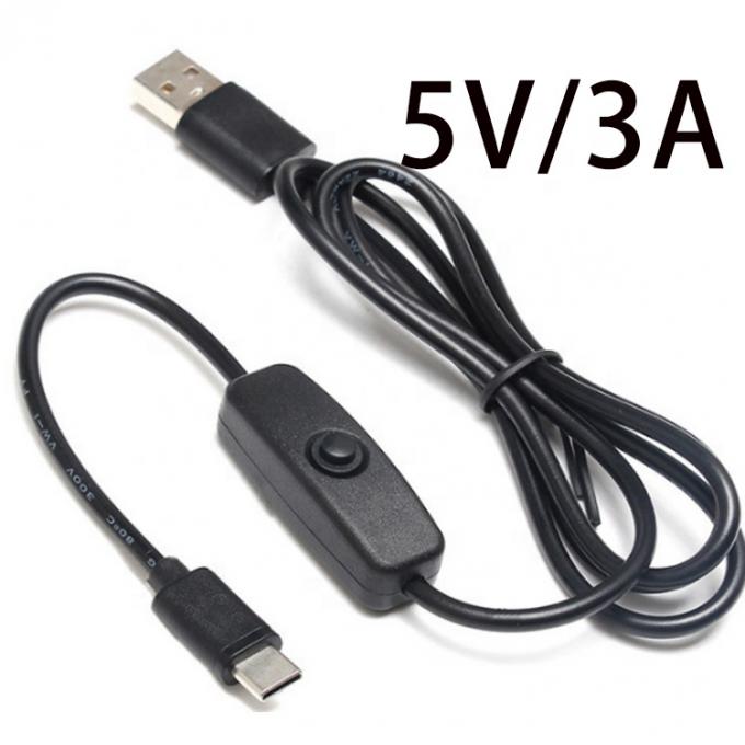 1m 5V 3A câble d'alimentation du chargeur USB de type C avec commutateur ON OFF pour Raspberry Pi 1