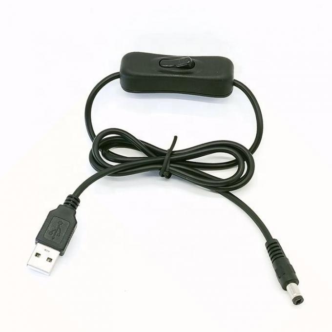 Cable d'extension du chargeur de puissance de 1m 5V USB à courant continu 5.5x2.1mm avec commutateur ON OFF pour LED 0