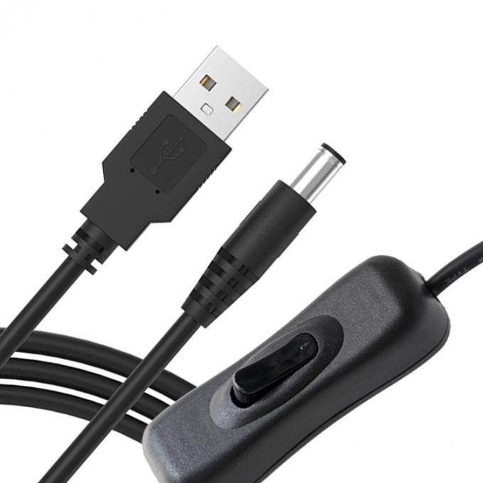 Cable d'extension du chargeur de puissance de 1m 5V USB à courant continu 5.5x2.1mm avec commutateur ON OFF pour LED 4
