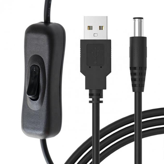 Cable d'extension du chargeur de puissance de 1m 5V USB à courant continu 5.5x2.1mm avec commutateur ON OFF pour LED 1