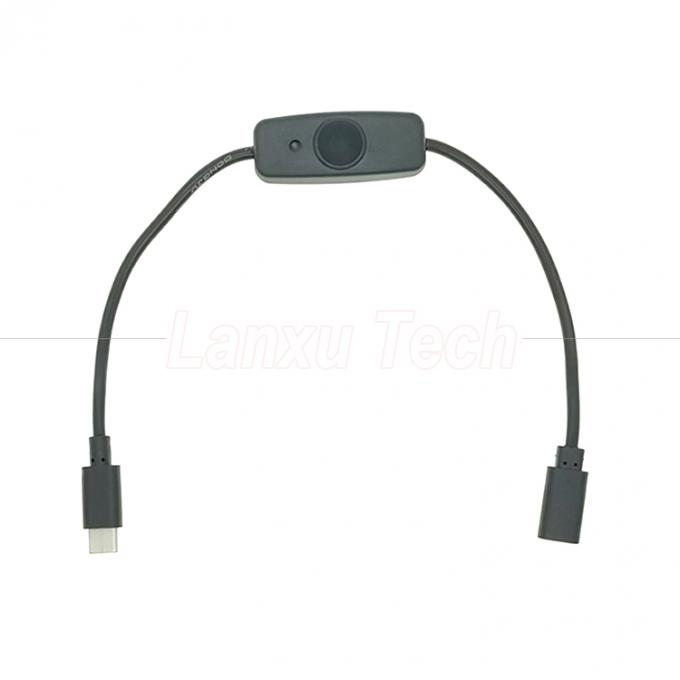 USB type C mâle à femelle sur éteindre le câble d'extension du commutateur à capuche en silicium pour le ventilateur de lampe Raspberry Pi 0