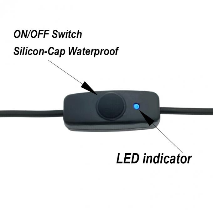 USB type C mâle à femelle sur éteindre le câble d'extension du commutateur à capuche en silicium pour le ventilateur de lampe Raspberry Pi 3