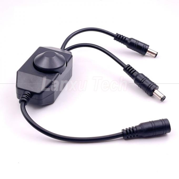 12v 1 Femme à Splitter 2 Homme Puissance CC allumée et éteinte Contrôleur de commutateur de rotation Dimmer LED pour lampe 4
