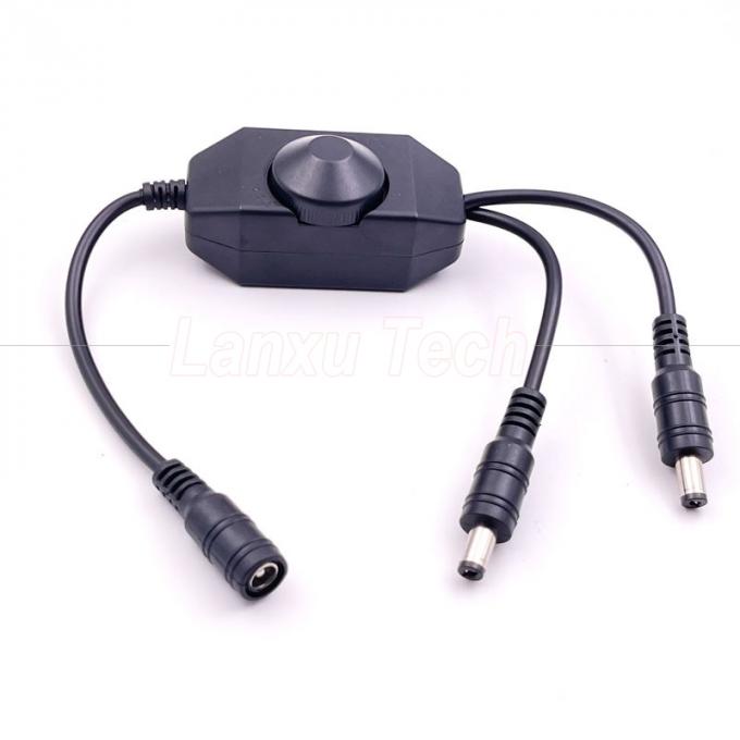 12v 1 Femme à Splitter 2 Homme Puissance CC allumée et éteinte Contrôleur de commutateur de rotation Dimmer LED pour lampe 2