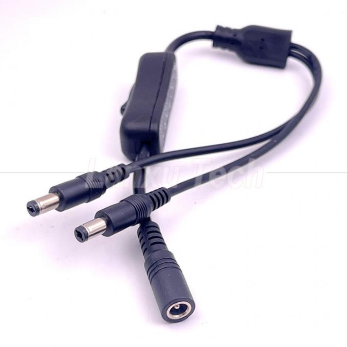 12v Splitter 1 féminin à 2 mâles prise CC 5,5x2,1 mm sur et hors câble de câble de commutateur pour lampe à LED 4