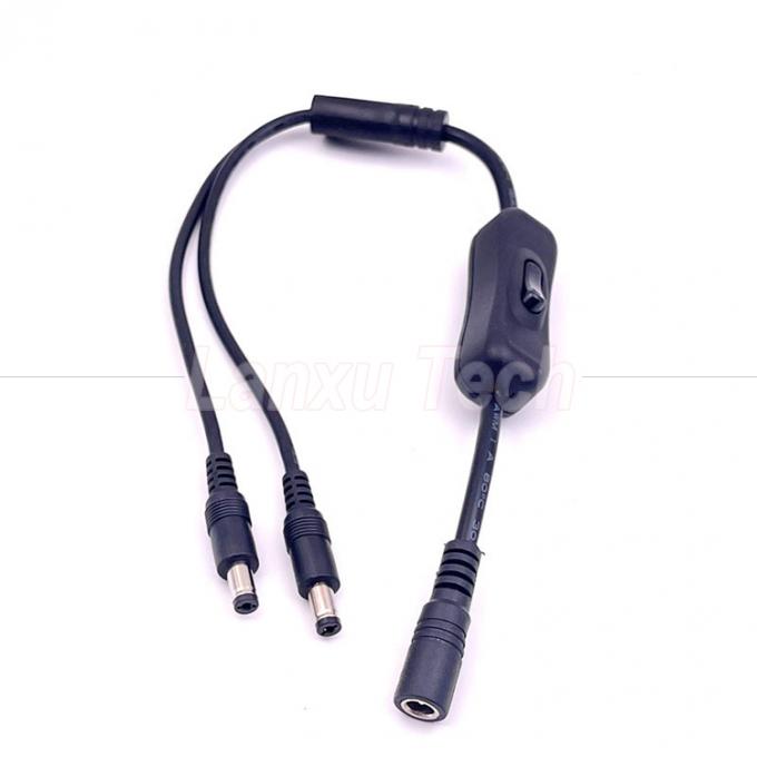 12v Splitter 1 féminin à 2 mâles prise CC 5,5x2,1 mm sur et hors câble de câble de commutateur pour lampe à LED 1