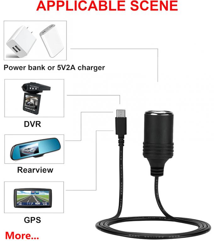 PD Charge 12v Sortie USB Type C Homme à allume-cigare Femme prise de prise de courant câble d'adaptateur pour voiture 4
