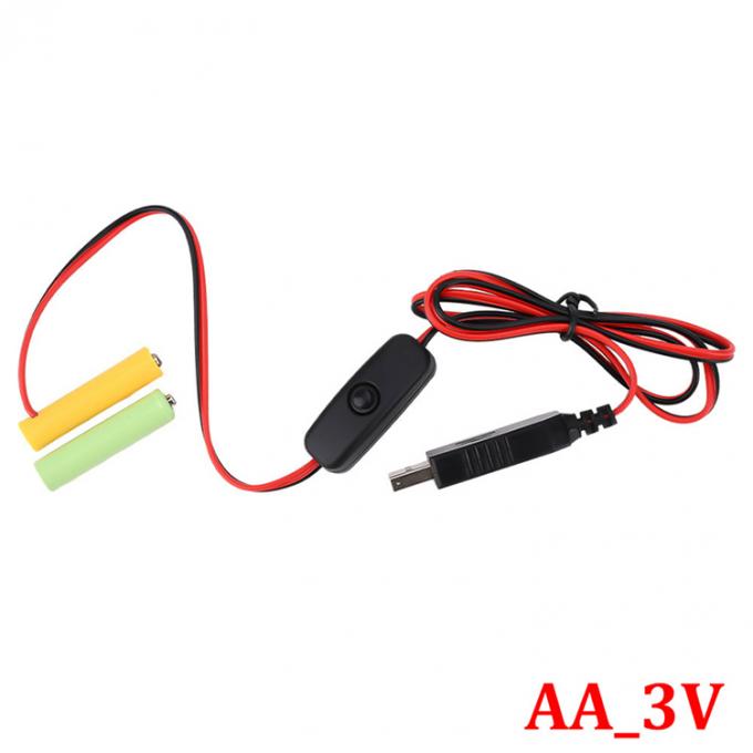 1.5v 3v 4.5v 6v LR6 AA LR03 AAA Élimineur de batterie Remplacer le câble de chargeur USB commutateur ON OFF pour les jouets électroniques à lumière LED 1