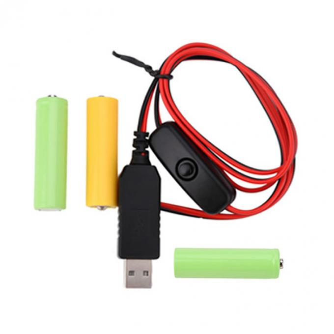 1.5v 3v 4.5v 6v LR6 AA LR03 AAA Élimineur de batterie Remplacer le câble de chargeur USB commutateur ON OFF pour les jouets électroniques à lumière LED 3