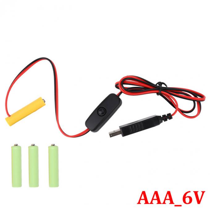 1.5v 3v 4.5v 6v LR6 AA LR03 AAA Élimineur de batterie Remplacer le câble de chargeur USB commutateur ON OFF pour les jouets électroniques à lumière LED 2
