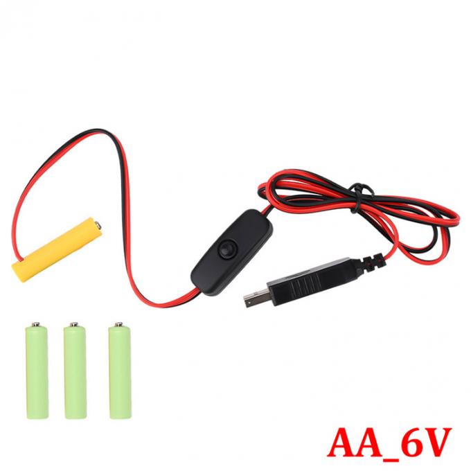 1.5v 3v 4.5v 6v LR6 AA LR03 AAA Élimineur de batterie Remplacer le câble de chargeur USB commutateur ON OFF pour les jouets électroniques à lumière LED 5