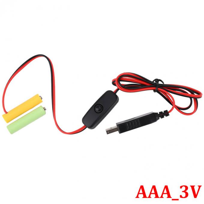 1.5v 3v 4.5v 6v LR6 AA LR03 AAA Élimineur de batterie Remplacer le câble de chargeur USB commutateur ON OFF pour les jouets électroniques à lumière LED 4