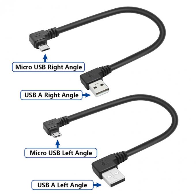 Angle USB en forme de L angle gauche droit de 90 degrés Micro V8 câble de chargement de données d'extension 4