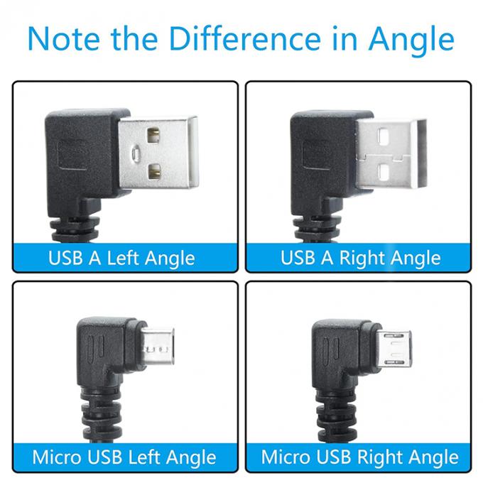 Angle USB en forme de L angle gauche droit de 90 degrés Micro V8 câble de chargement de données d'extension 2