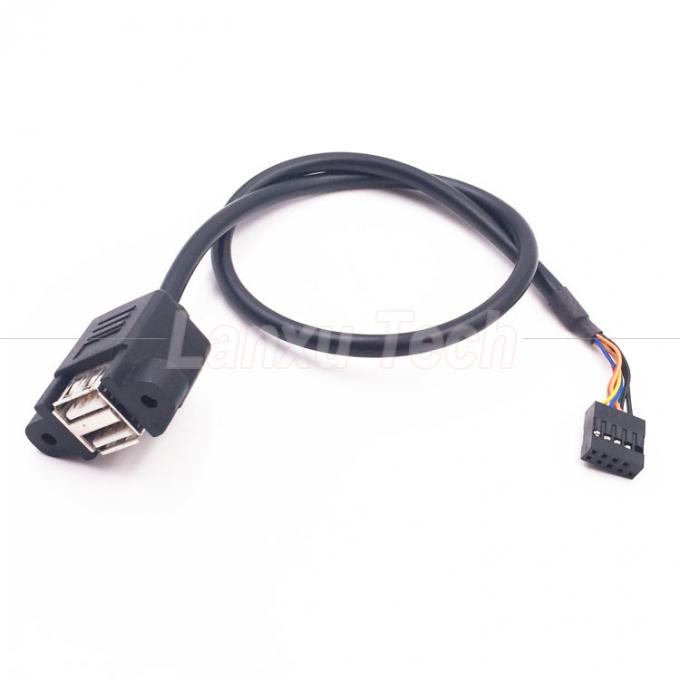 Double câble USB de type A 2 ports monté sur le panneau USB à Dupont 9 broches 4