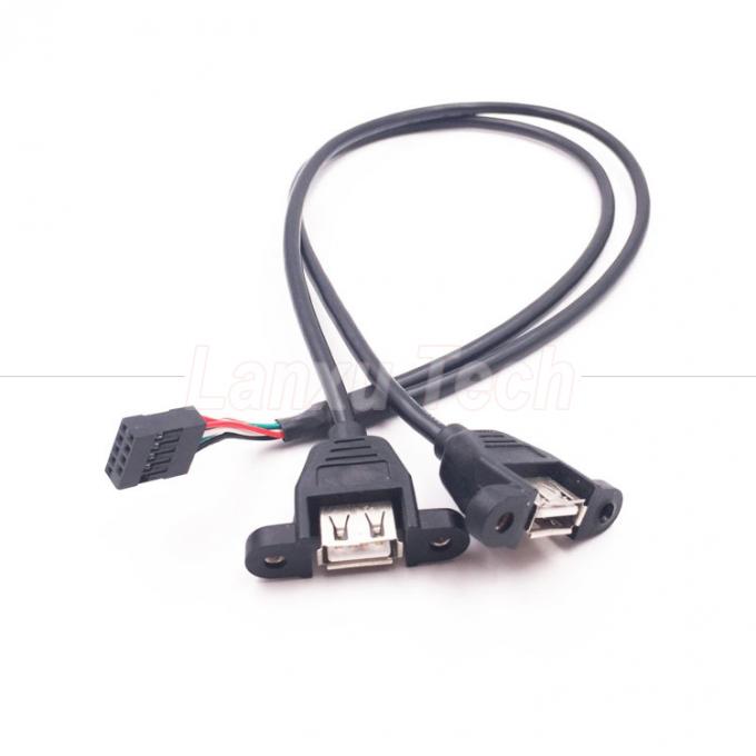Double câble USB de type A à 2 ports monté sur le panneau USB à Dupont 1