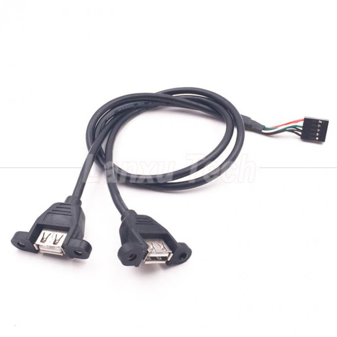 Double câble USB de type A à 2 ports monté sur le panneau USB à Dupont 5