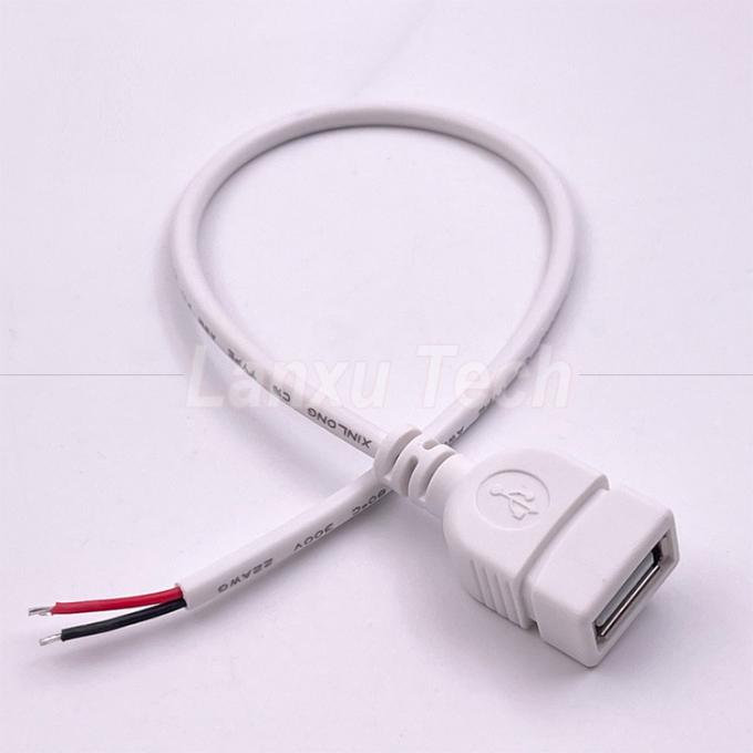 5V USB blanc Femme à ouvrir des fils nus Pigtail Cable d'extrémité pour bande LED 1