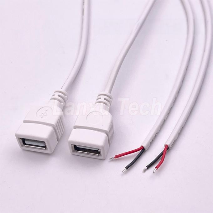 5V USB blanc Femme à ouvrir des fils nus Pigtail Cable d'extrémité pour bande LED 4