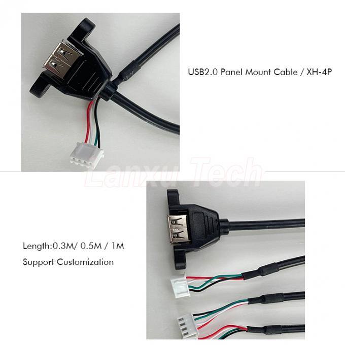 Cable à 4 broches USB 2.0 monté sur panneau de type A à JST XH PH VH 3