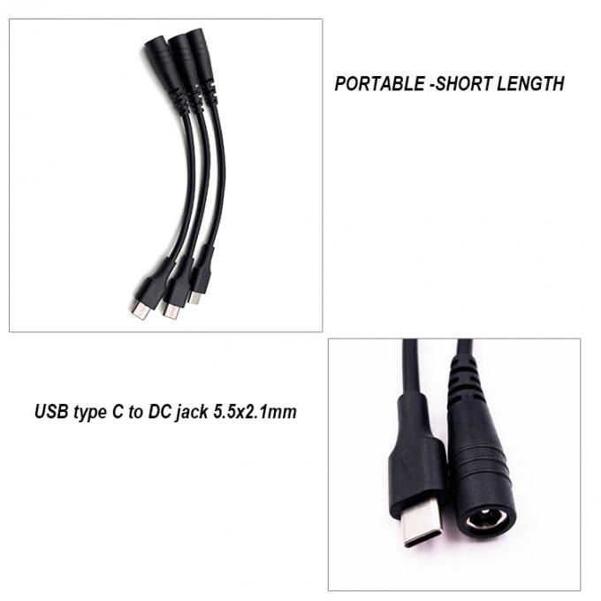 Cable d'extension du chargeur de 5 V USB de type C à courant continu 5.5x2.1 mm pour ventilateur de lampe de bureau LED 1