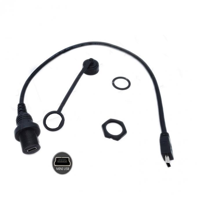 Mini USB mâle à micro USB femelle câble d'extension imperméable à l'eau avec panneau de montage à vide pour voiture camion bateau ordinateur de moto 1