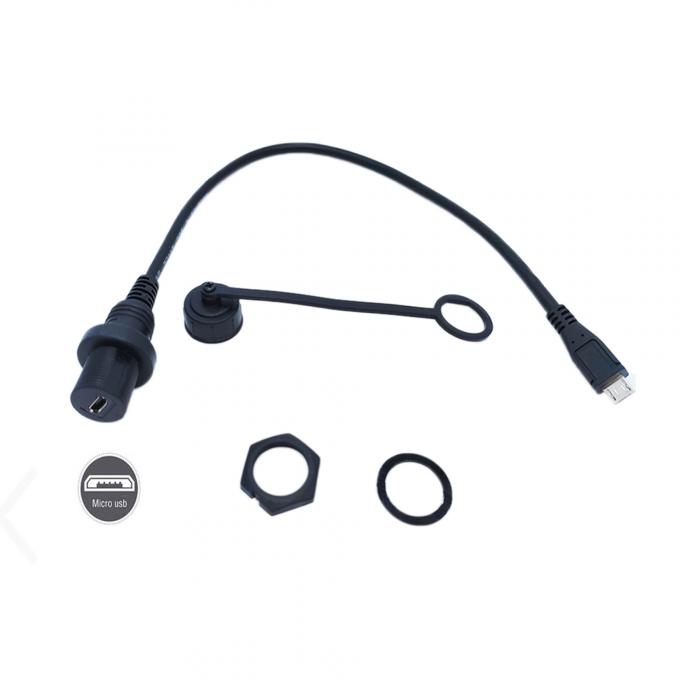 Mini USB mâle à micro USB femelle câble d'extension imperméable à l'eau avec panneau de montage à vide pour voiture camion bateau ordinateur de moto 2