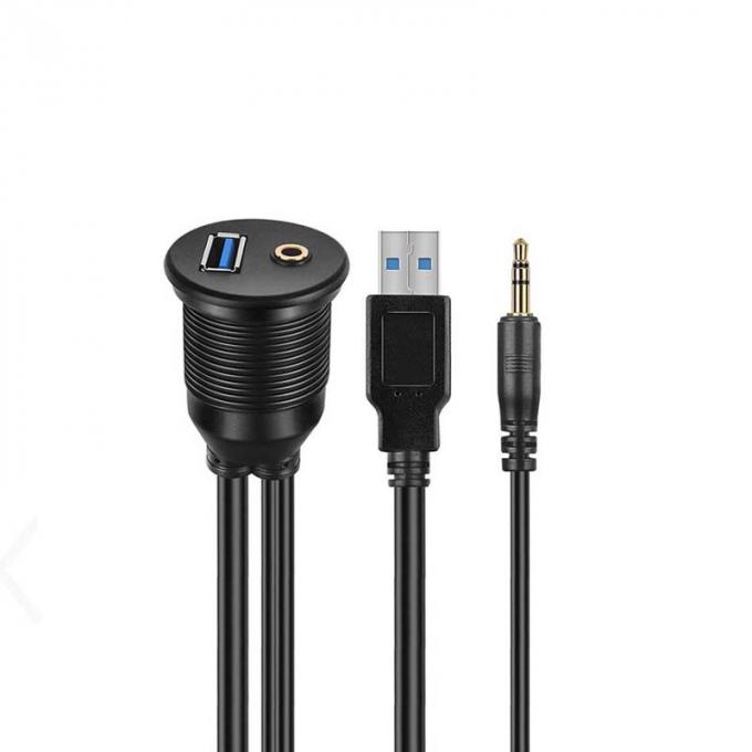 USB 3.0 AUX DC 3.5 câble d'extension imperméable à l'eau de mâle à femelle avec panneau de montage à vide pour voiture camion bateau ordinateur de moto 1