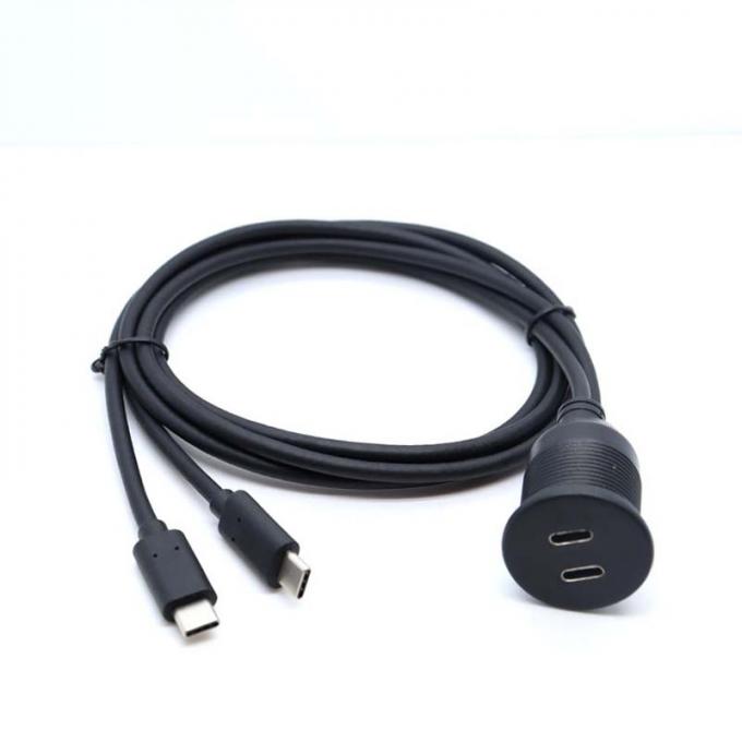 Personnaliser double type C mâle à femelle câble d'extension imperméable à l'eau avec panneau de montage à vide pour voiture camion bateau ordinateur de moto 0