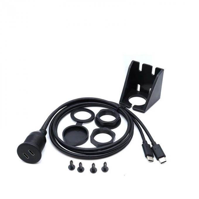 Personnaliser double type C mâle à femelle câble d'extension imperméable à l'eau avec panneau de montage à vide pour voiture camion bateau ordinateur de moto 1