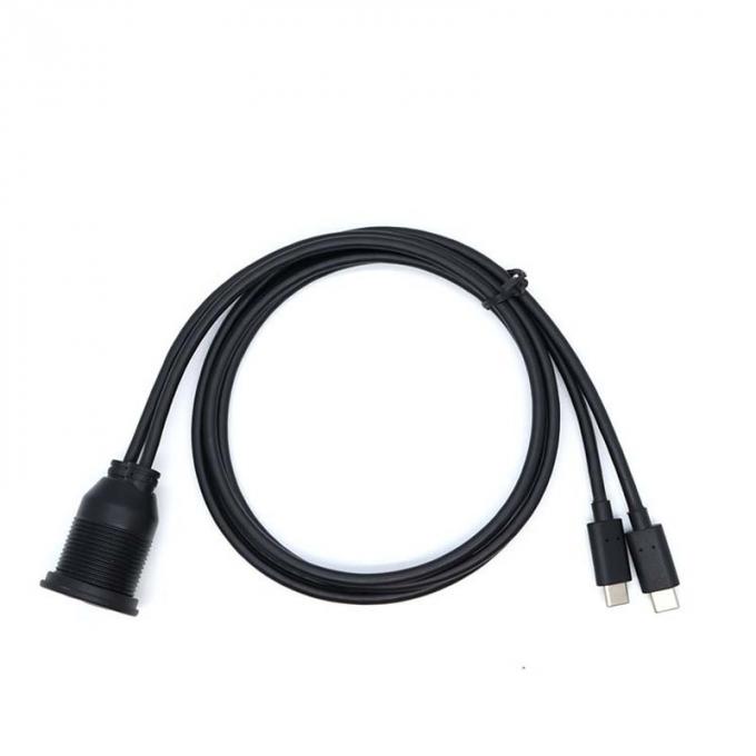 Personnaliser double type C mâle à femelle câble d'extension imperméable à l'eau avec panneau de montage à vide pour voiture camion bateau ordinateur de moto 3