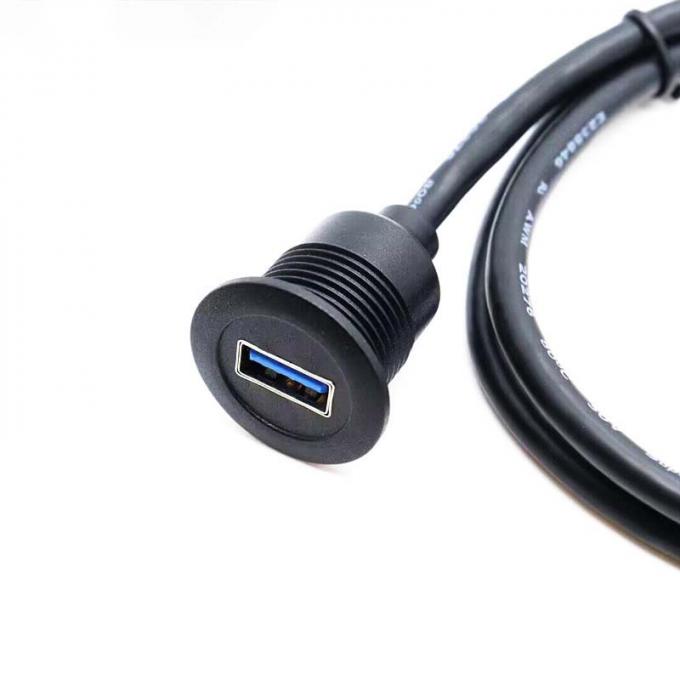 USB 3.0 mâle à femelle câble d'extension imperméable à l'eau avec panneau de montage à vide pour voiture camion bateau ordinateur moto 0