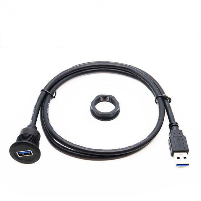 USB 3.0 mâle à femelle câble d'extension imperméable à l'eau avec panneau de montage à vide pour voiture camion bateau ordinateur moto 1