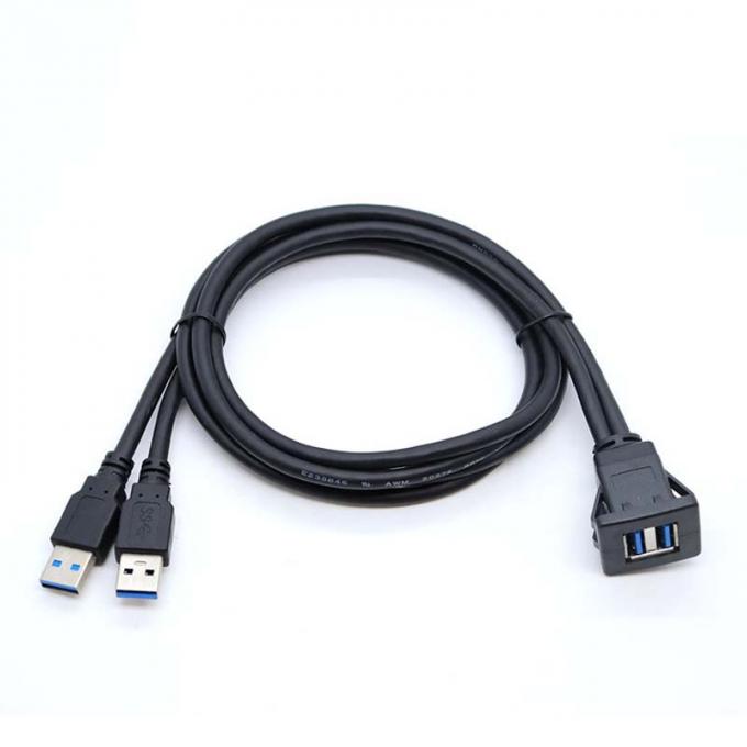 Carré double USB 3.0 2.0 mâle à femelle câble d'extension imperméable à l'eau avec panneau de montage à vide pour voiture camion bateau ordinateur de moto 1